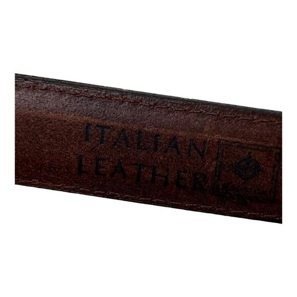 Nautica Men's Full Grain Italian Leather Silver Metal Buckle Belt Brown Size 42" - Picture 5 of 5